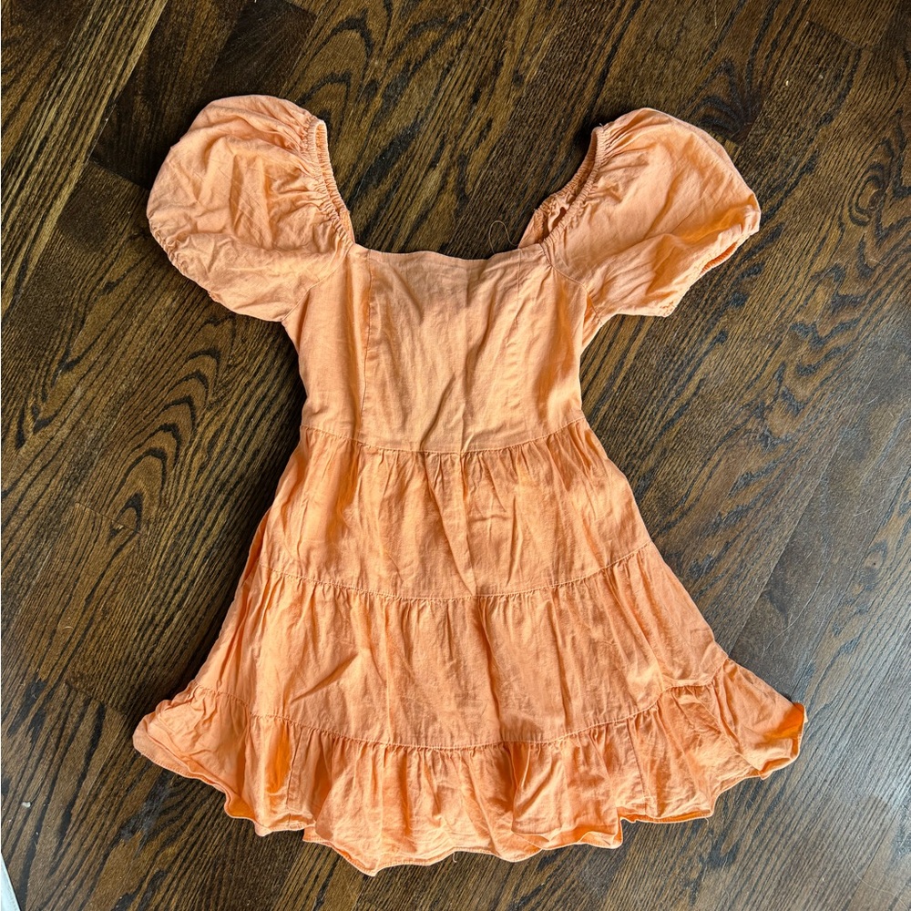 1.State pale orange open back dress